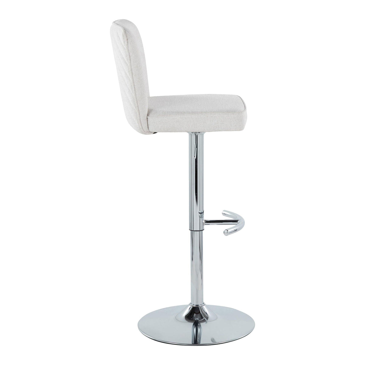 Contemporary adjustable barstool by HouseOfZazla with cream upholstery, swivel and chrome base on Tampa Home & Garden Store