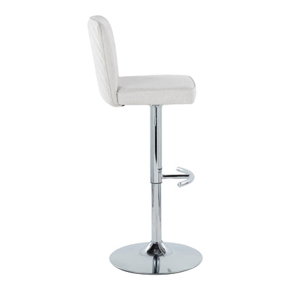 Contemporary adjustable barstool by HouseOfZazla with cream upholstery, swivel and chrome base on Tampa Home & Garden Store