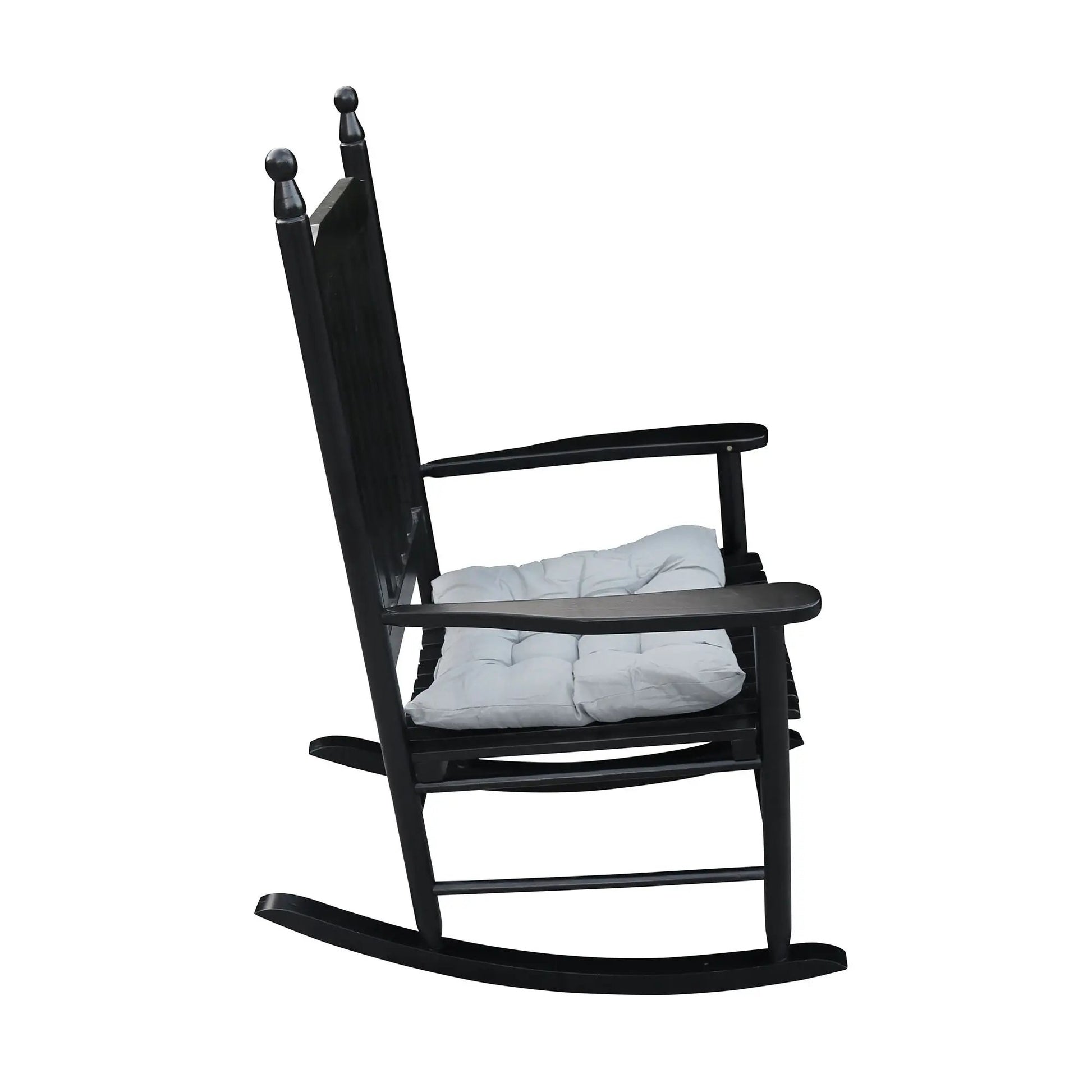 Wooden Porch Rocker Chair black finish with gray cushion by Unique Piece Furniture on Tampa Home & Garden Store