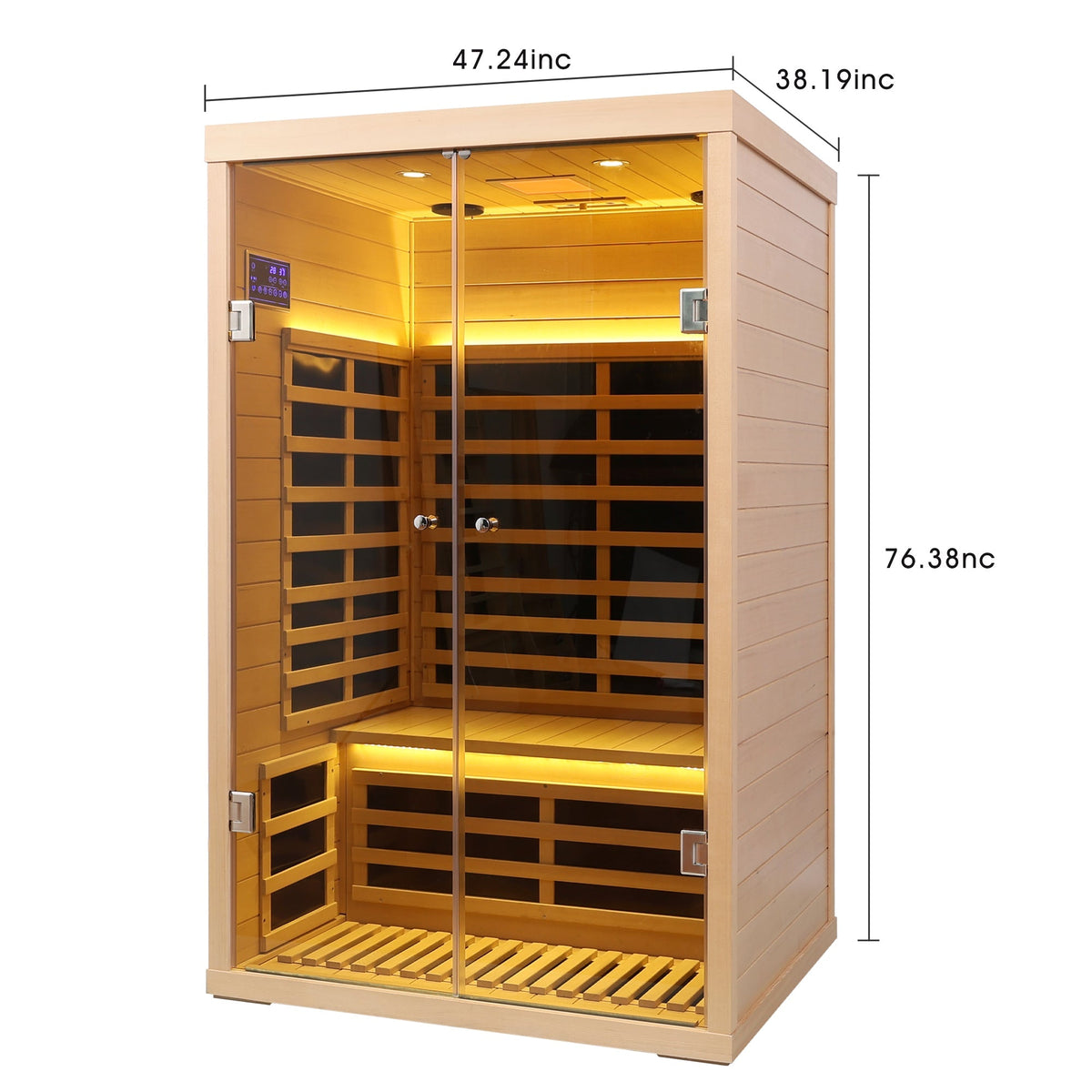 Hemlock infrared double sauna with glass doors, 2-person indoor luxury by HouseOfZazla on Tampa Home & Garden Store