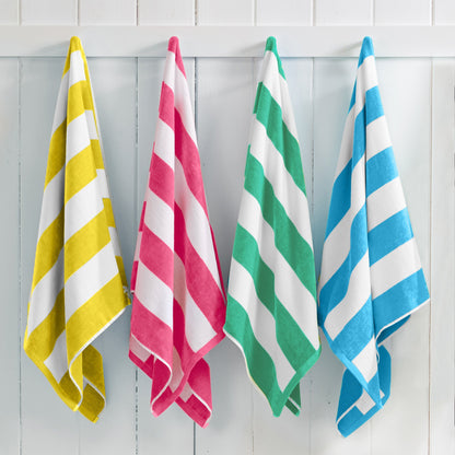 Cotton And Velour Cabana Stripe Beach Towel