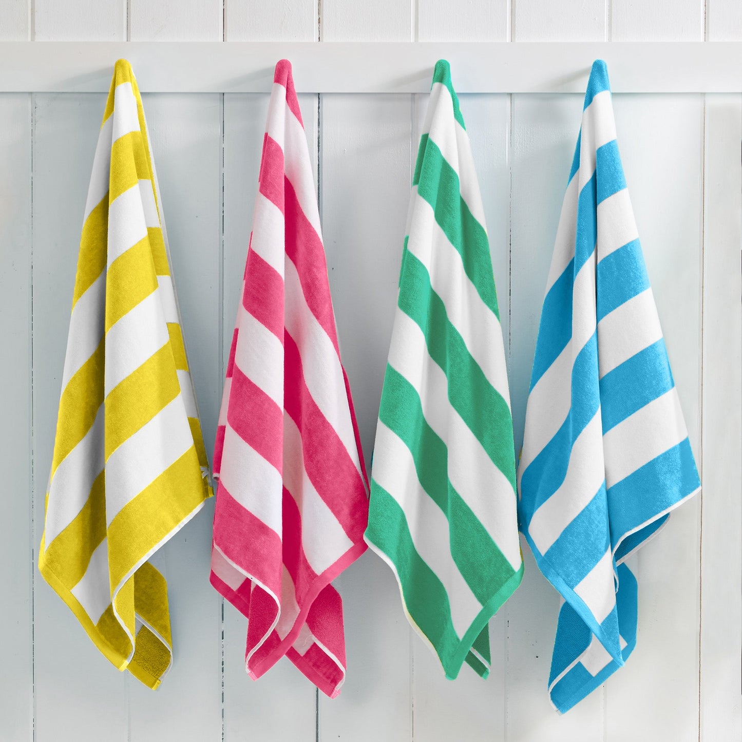Cotton And Velour Cabana Stripe Beach Towel