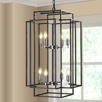 18' 8-Light Black & Chrome Geometric Pendant Chandelier with cube frames by HouseOfZazla on Tampa Home & Garden Store
