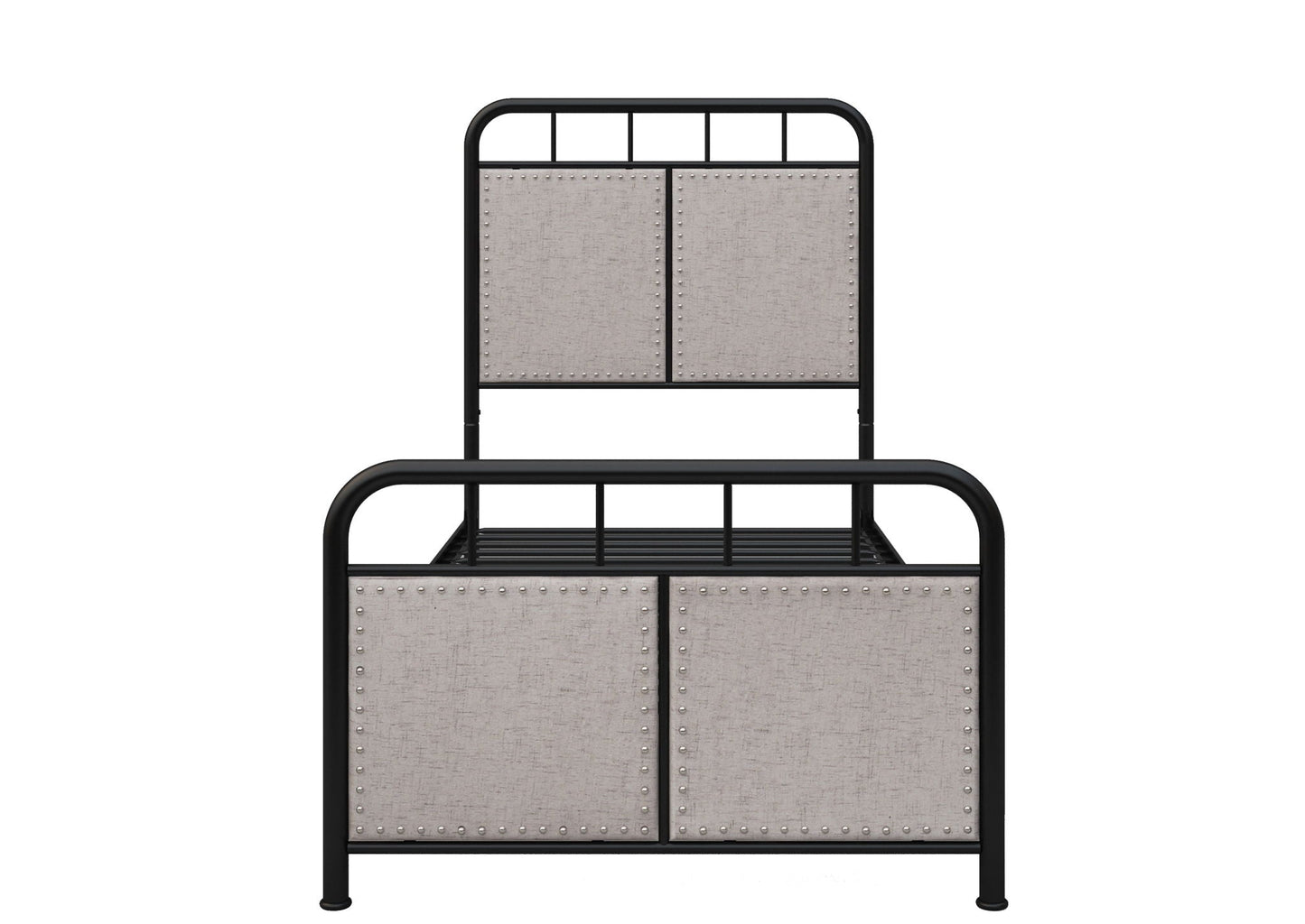 Twin Size Linen and Metal Upholstered Bed Frame