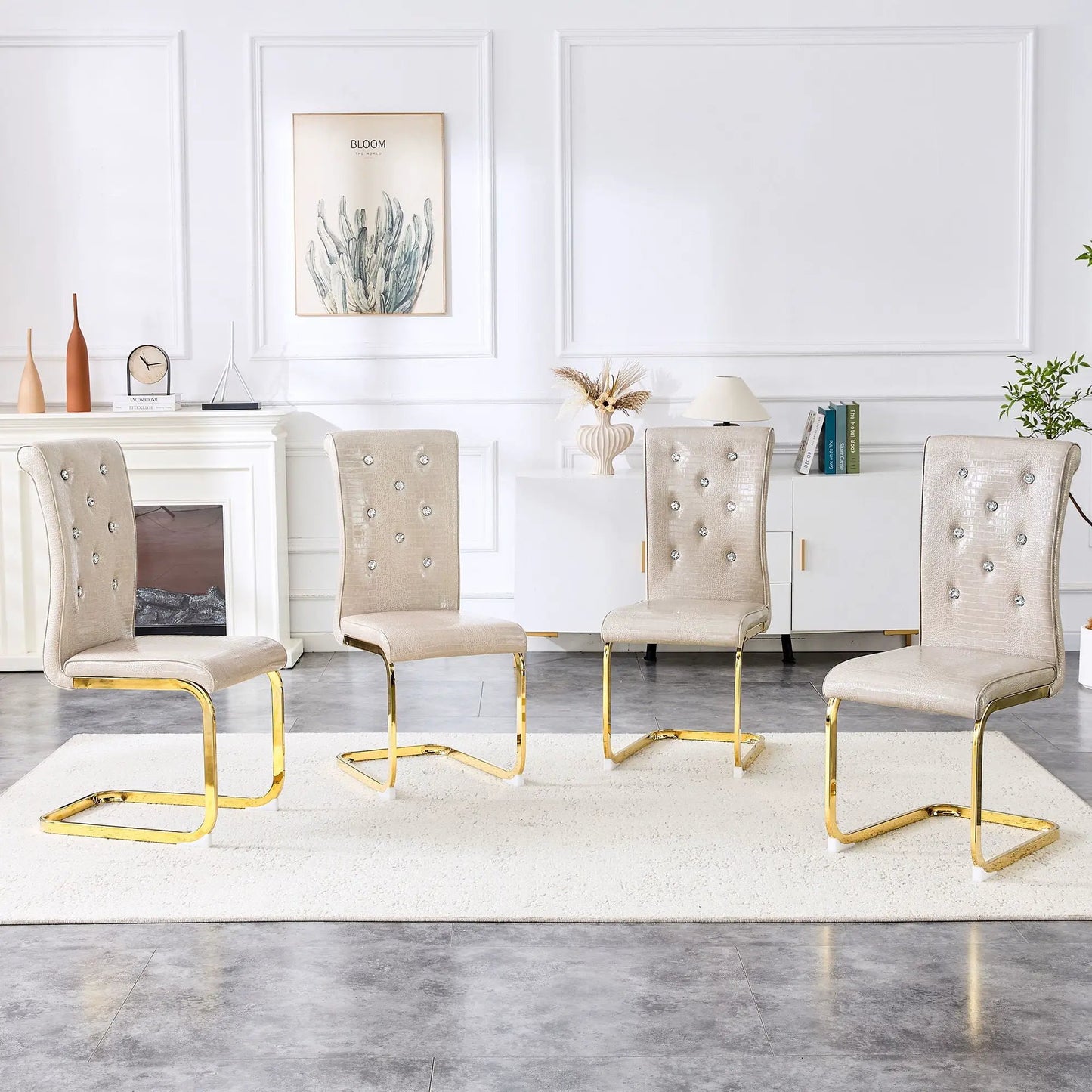 Elegant Faux Alligator Upholstered Dining Chairs