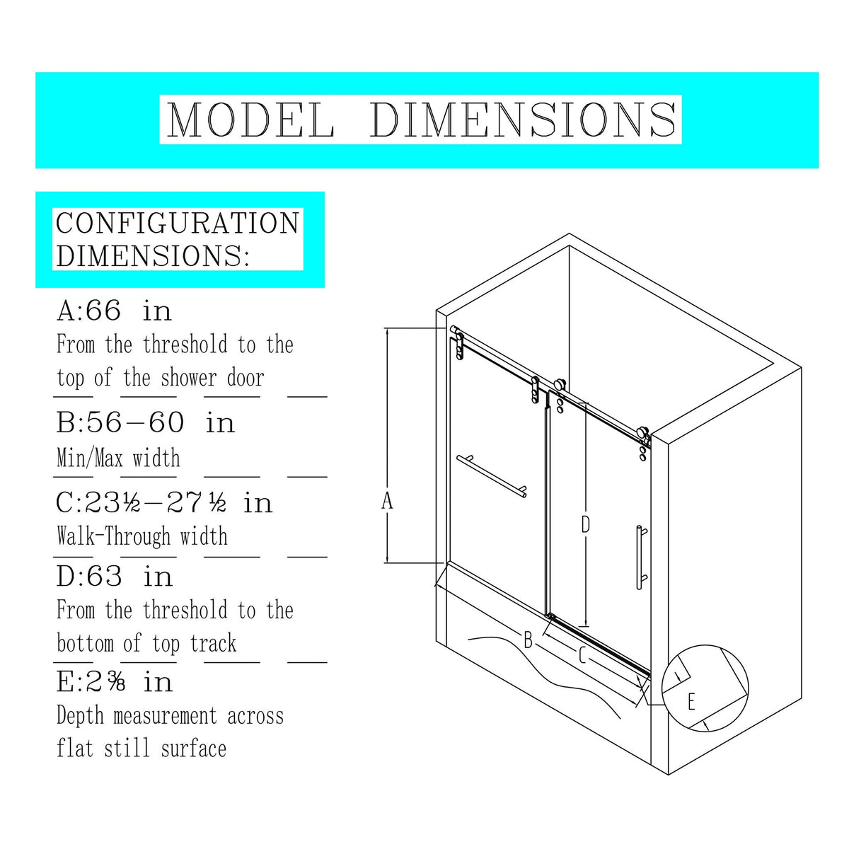 Frameless sliding shower doors with towel rail & handle HouseOfZazla blueprint dimensions on Tampa Home & Garden Store