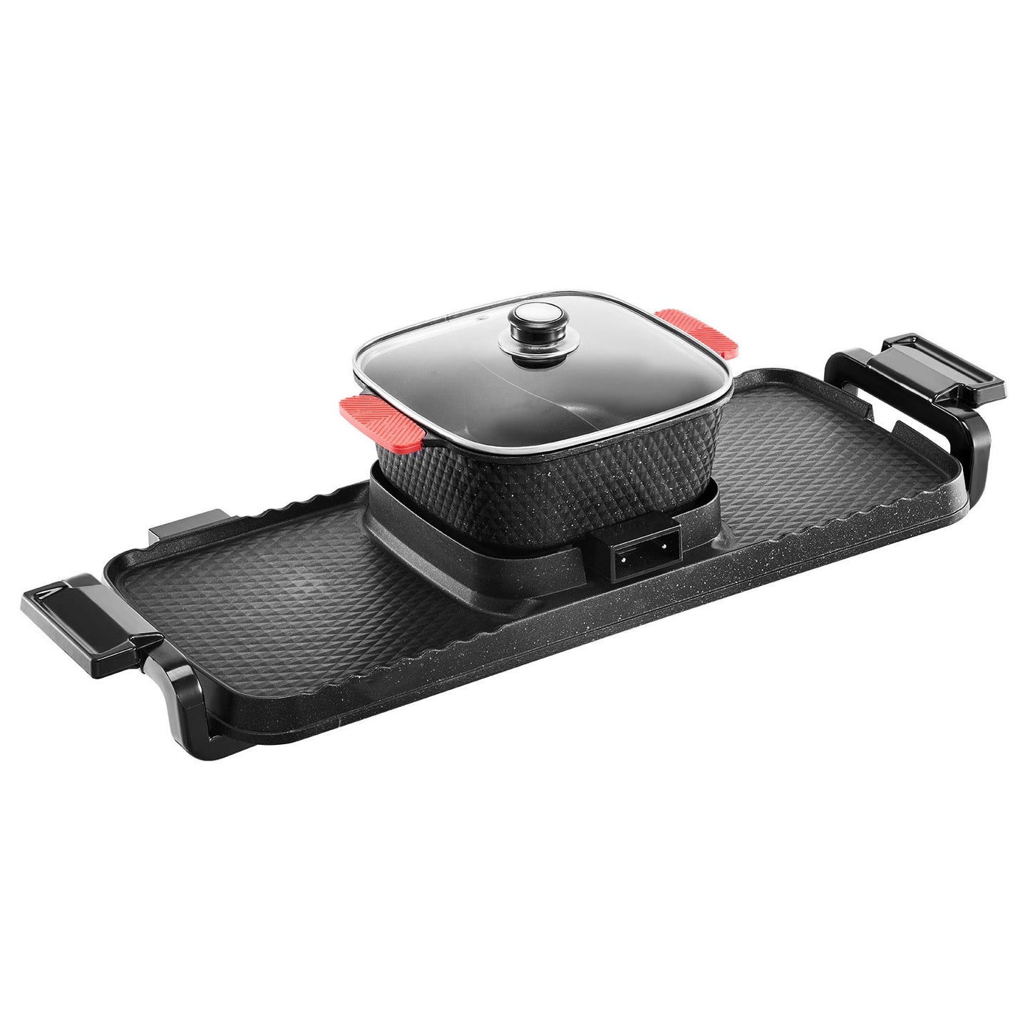 Hot Pot with Grill 2300W 2-in-1 smokeless BBQ pan with removable pot and lid, black base on Tampa Home & Garden Store