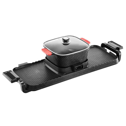 Hot Pot with Grill 2300W 2-in-1 smokeless BBQ pan with removable pot and lid, black base on Tampa Home & Garden Store