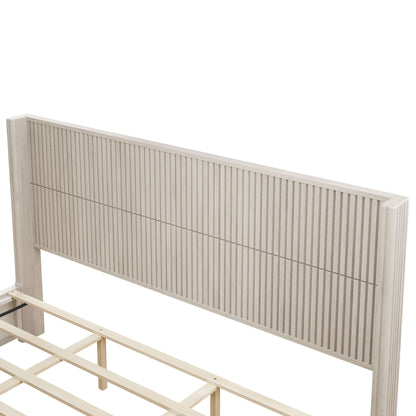 Modern Platform Bed Frame with Tall Headboard