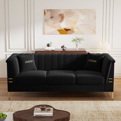 Modern Velvet Three Seater Sofa for Living Rooms