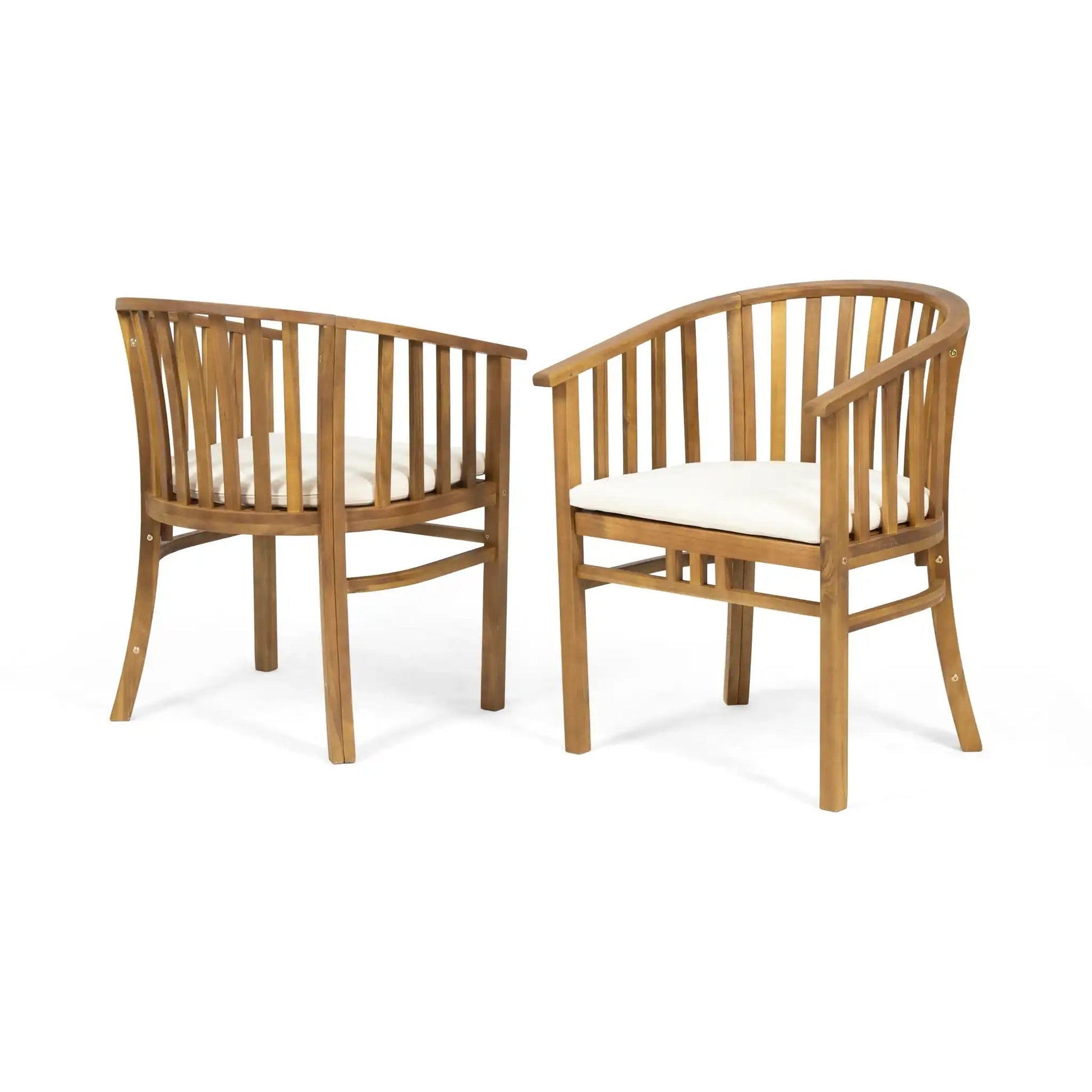Outdoor wooden dining chairs with cushions (set of 2) HouseOfZazla, natural wood finish on Tampa Home & Garden Store