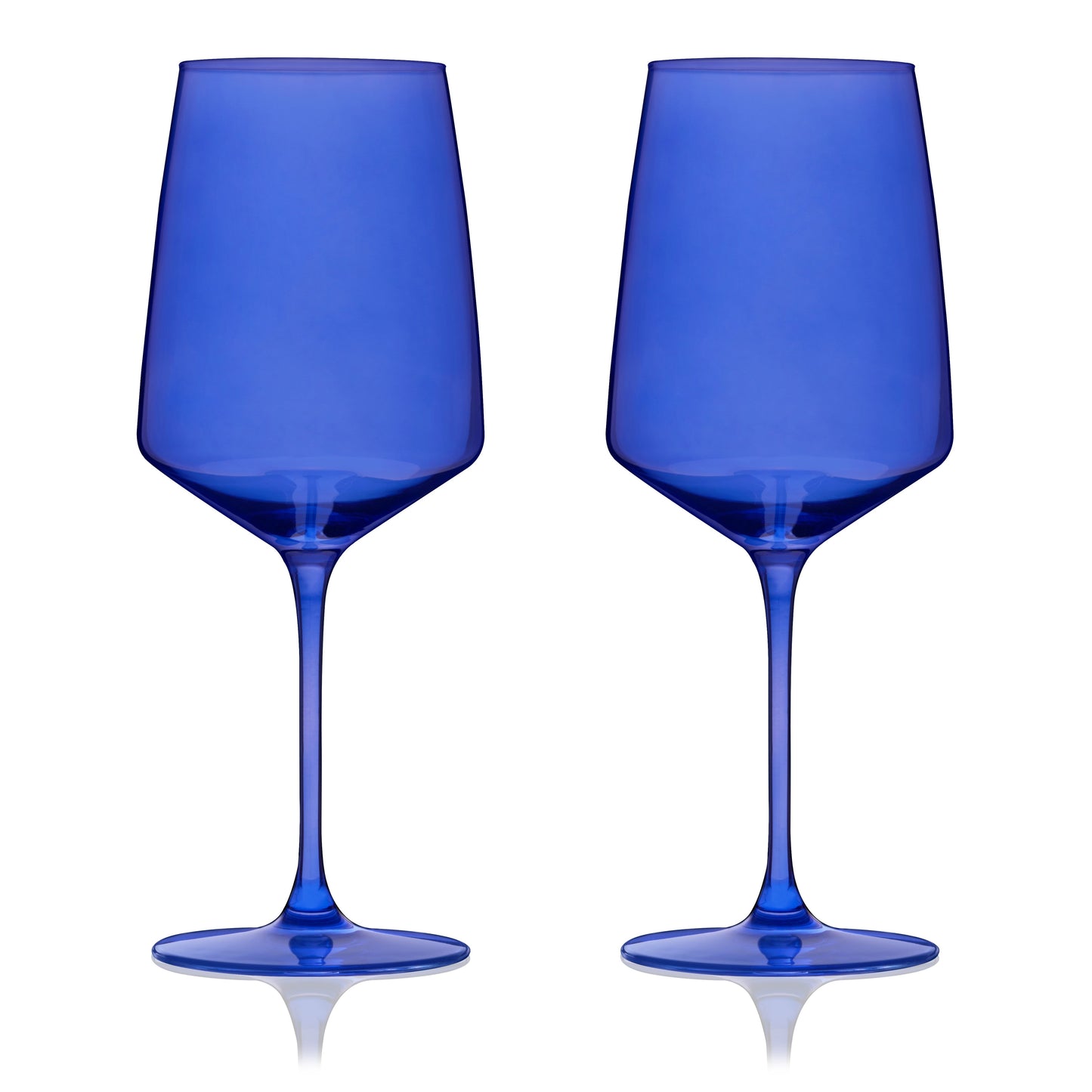 Set of Two European Cobalt Crystal Wine Glasses