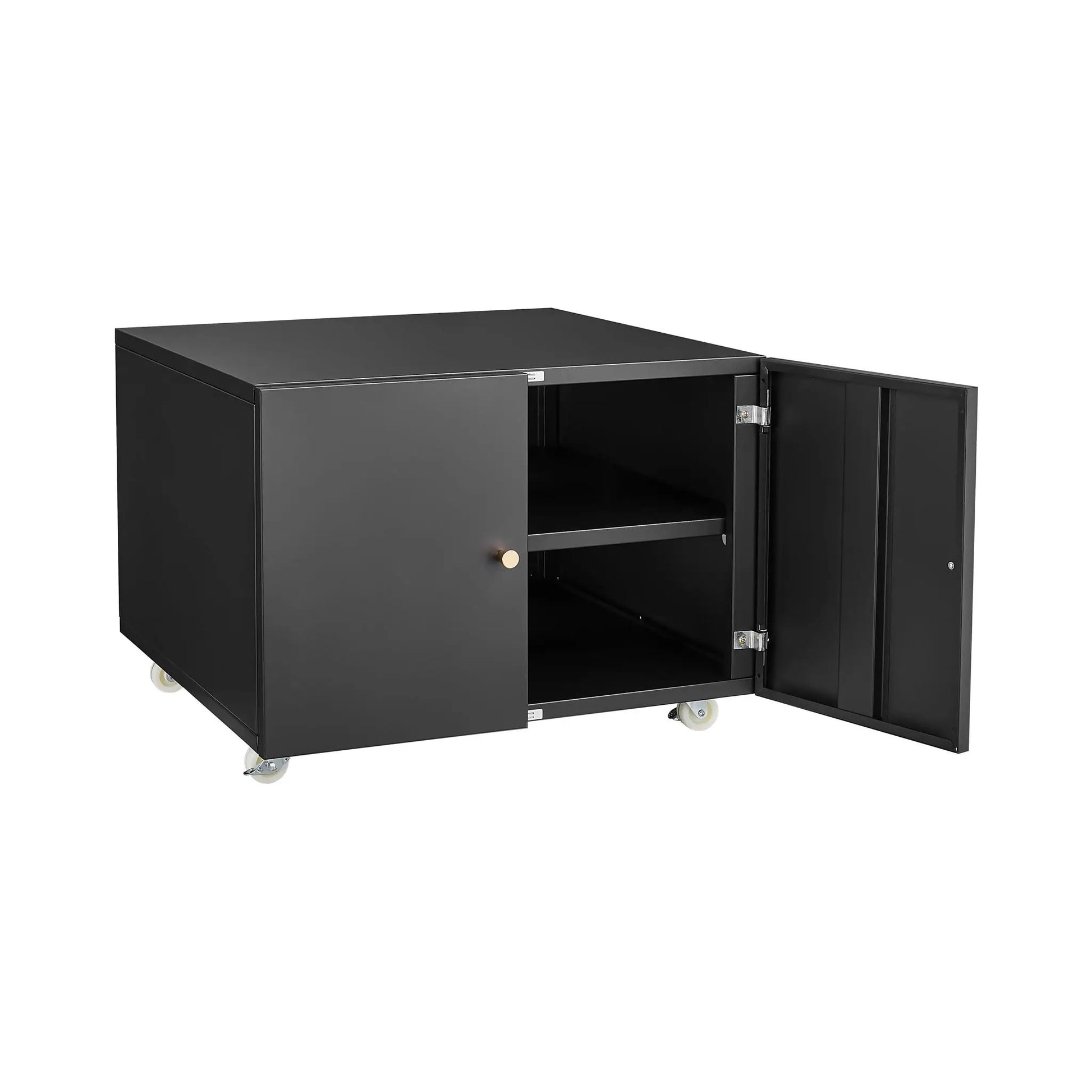 Printer Stand 2-door black steel copier cabinet with caster wheels on Tampa Home & Garden Store