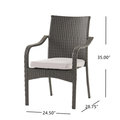 4 Outdoor PE Rattan Stack Chairs with Iron Frame