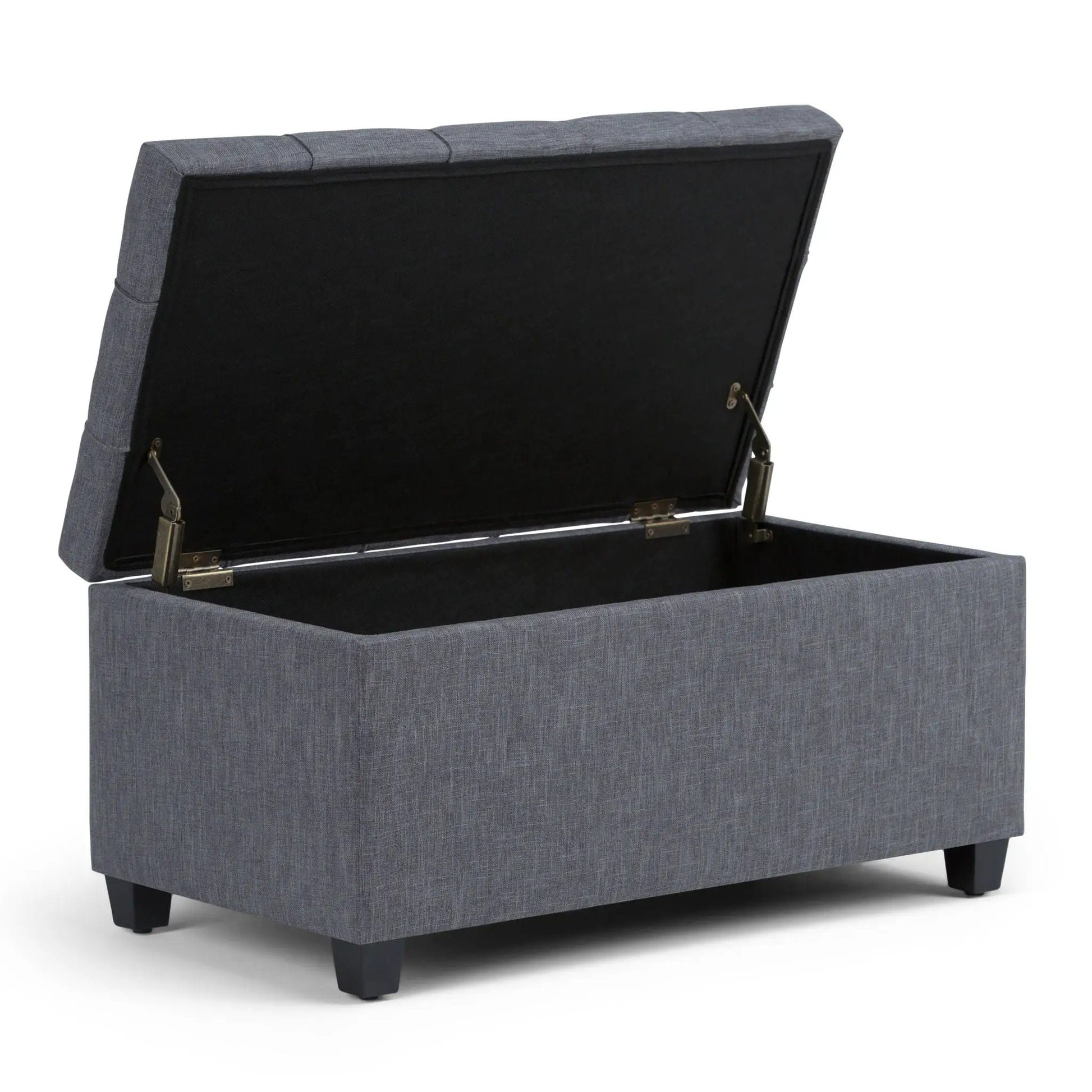 Sienna storage ottoman bench in gray fabric with open lid by Unique Piece Furniture on Tampa Home & Garden Store