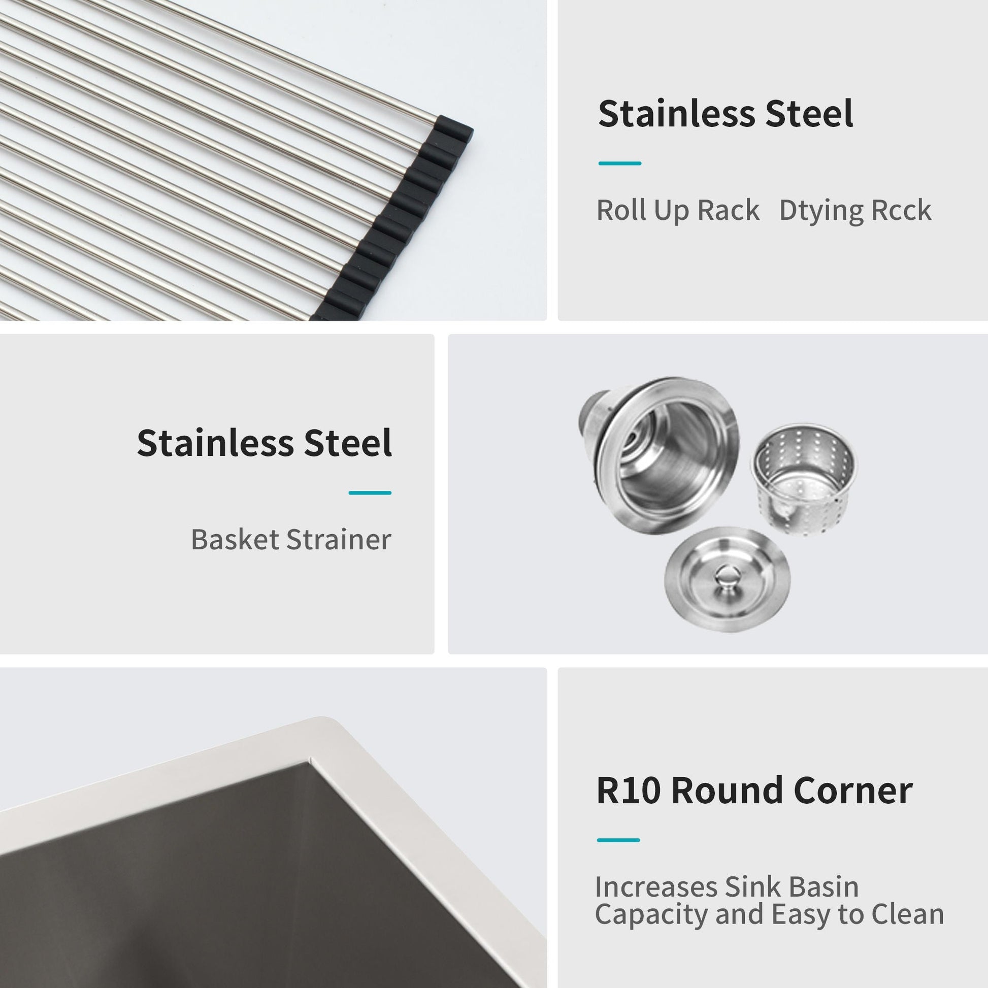Stainless steel Roll-Up Drying Rack with black end caps HouseOfZazla on Tampa Home & Garden Store