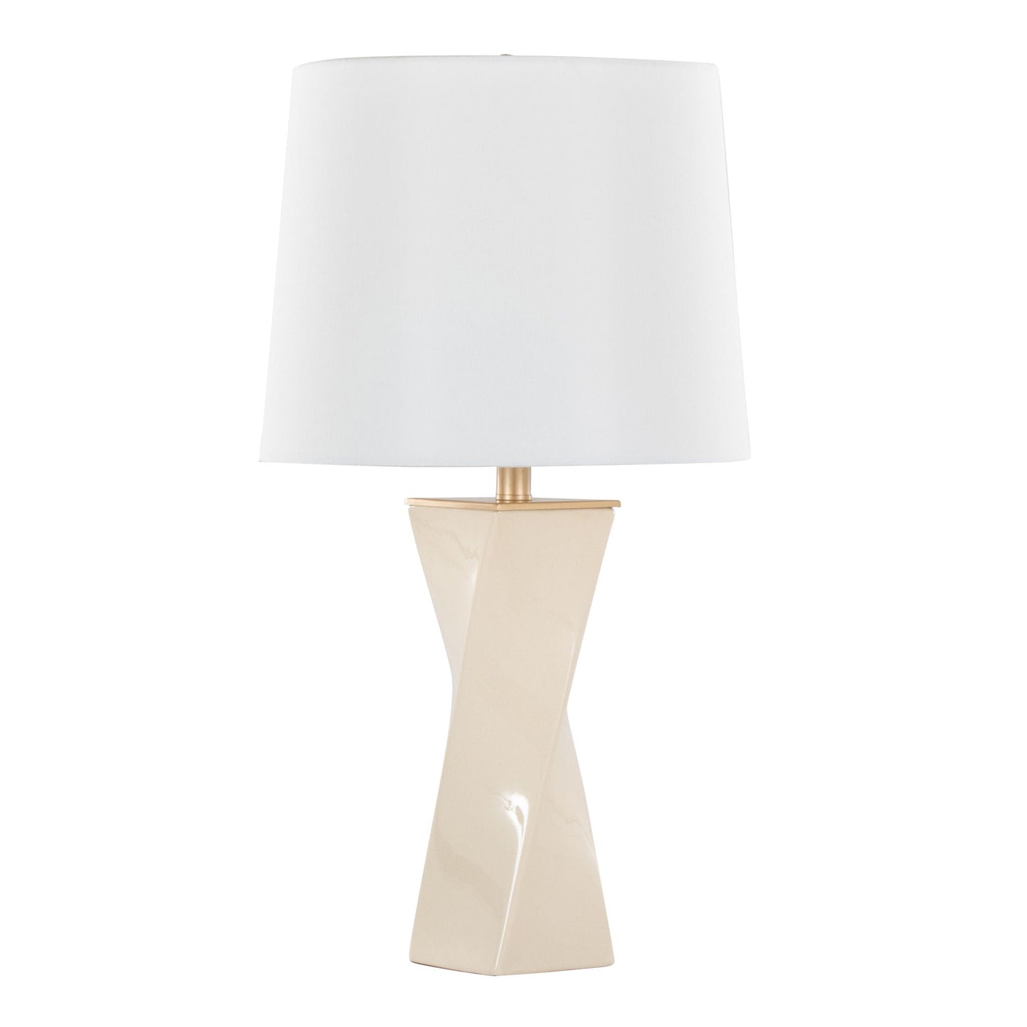 Curvo Square Contemporary Table Lamp by HouseOfZazla, white shade with ivory ceramic base on Tampa Home & Garden Store