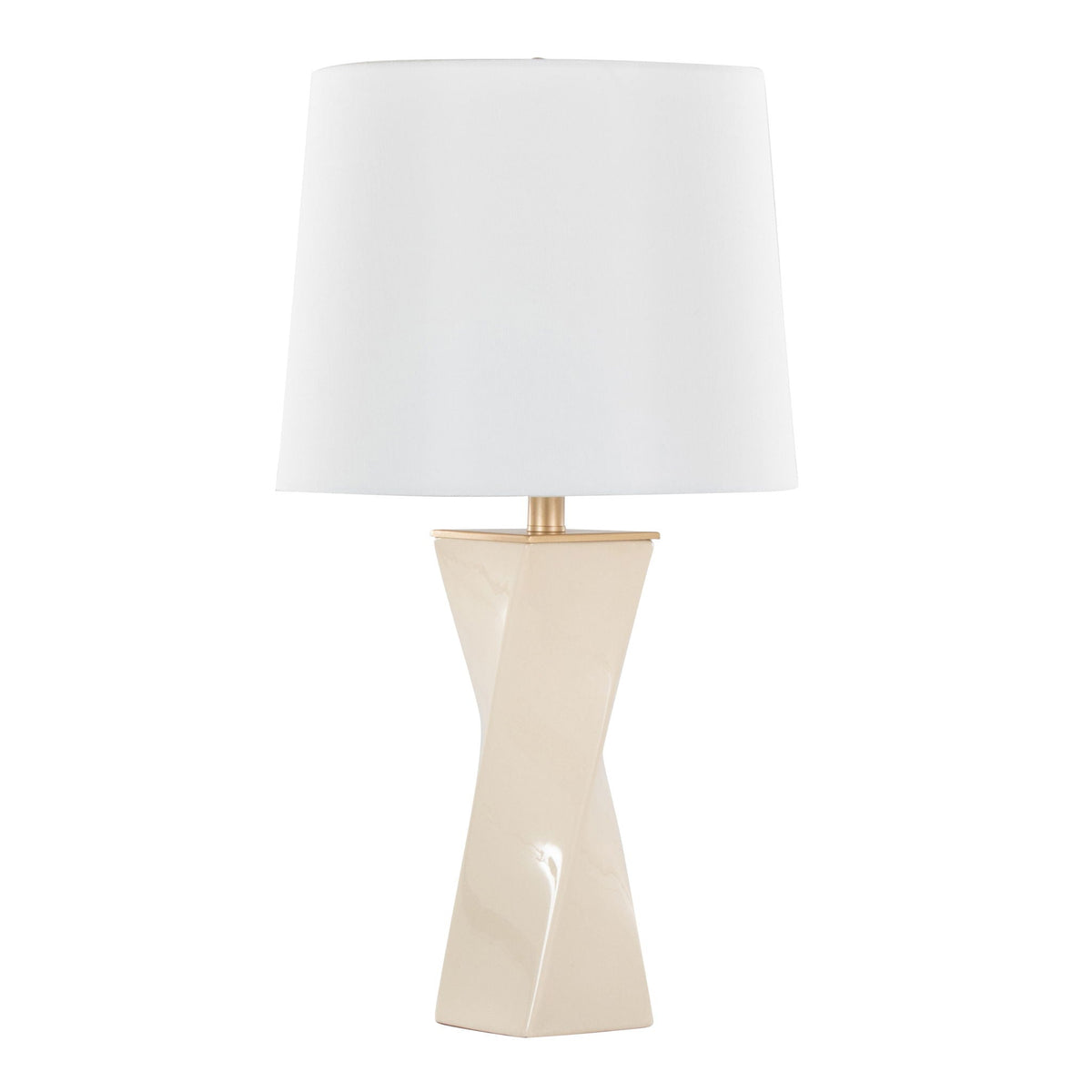 Curvo Square Contemporary Table Lamp by HouseOfZazla, white shade with ivory ceramic base on Tampa Home & Garden Store