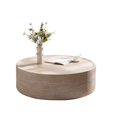 HouseOfZazla 39.37in round Mars-pattern coffee table with beige marble top on Tampa Home & Garden Store