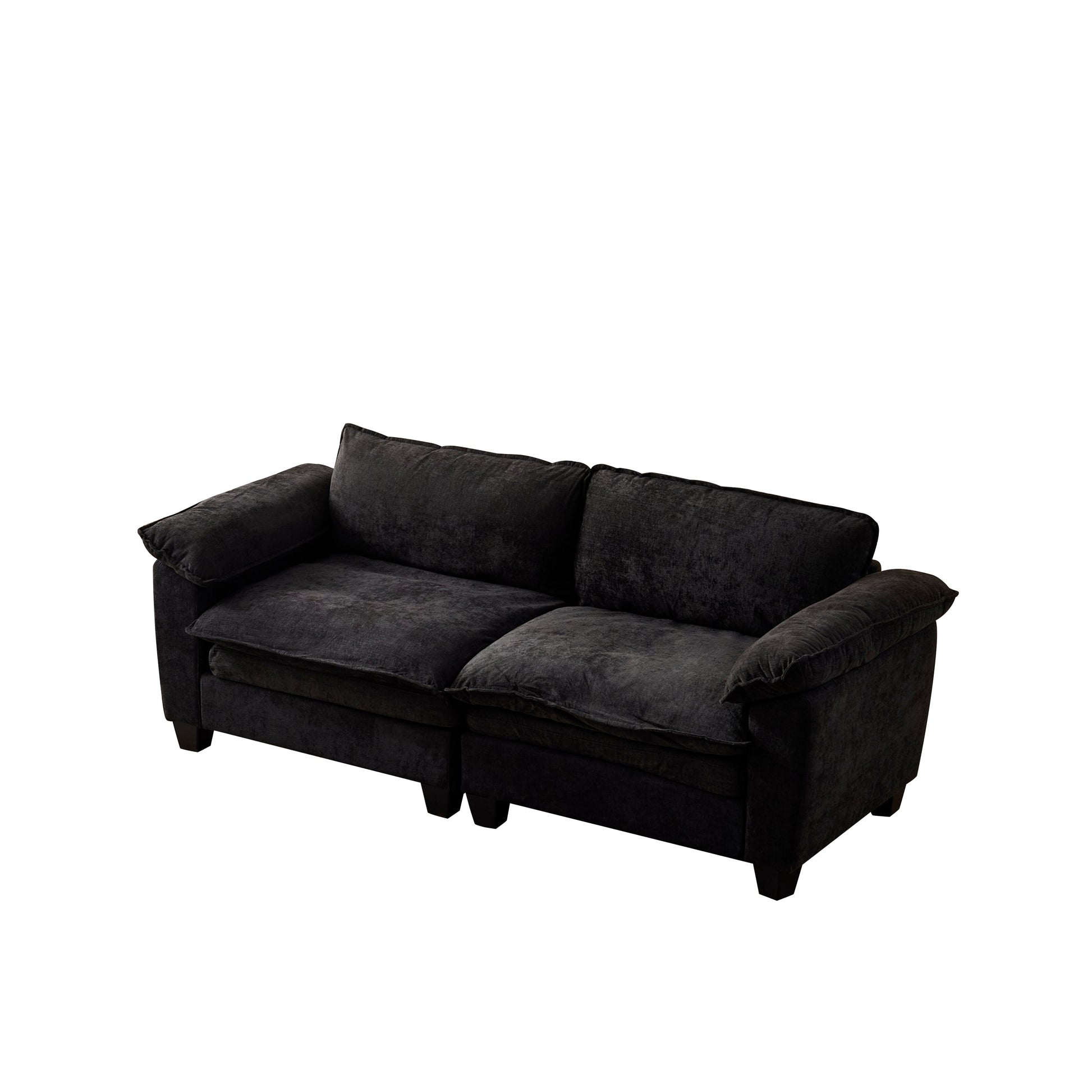 Big black chenille loveseat with plush cushions HouseOfZazla luxury sofa on Tampa Home & Garden Store