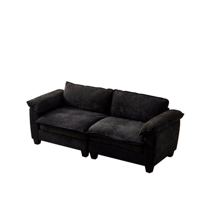 Big black chenille loveseat with plush cushions HouseOfZazla luxury sofa on Tampa Home & Garden Store