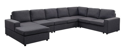 Hayden 7-seat modular sectional sofa chaise in dark gray fabric by HouseOfZazla, stationary on Tampa Home & Garden Store