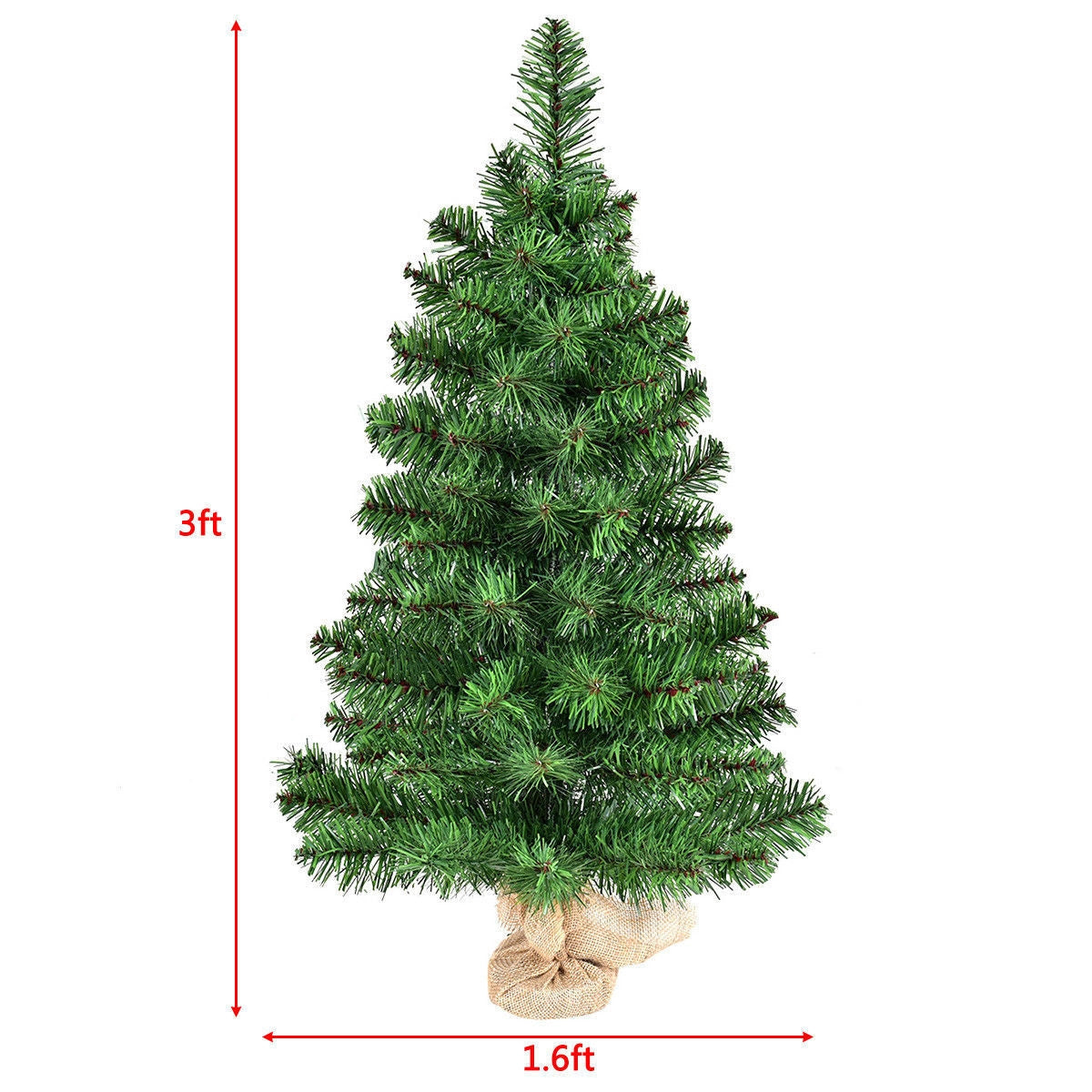 DirectDeals Holiday Decor artificial PVC Christmas tree, green, 3 ft tall with burlap base on Tampa Home & Garden Store