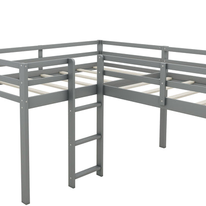 L Shaped Loft Bed with Ladder and Slide in gray metal by HouseOfZazla on Tampa Home & Garden Store