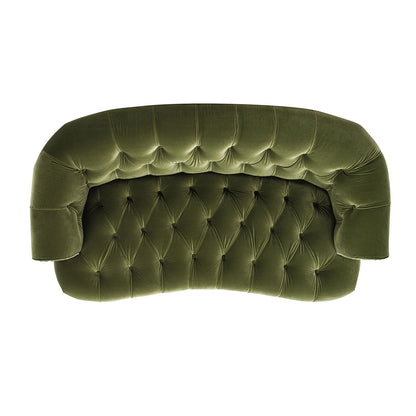 Victorian Chesterfield loveseat in dark green velvet with tufted back by HouseOfZazla on Tampa Home & Garden Store