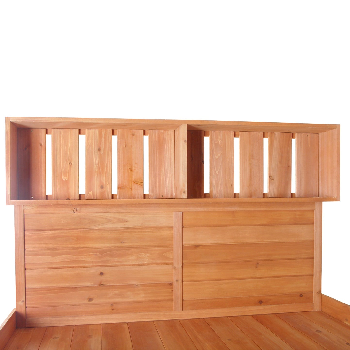 TOPMAX 65' wooden farmhouse outdoor potting bench by HouseOfZazla with slatted panels on Tampa Home & Garden Store