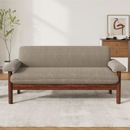 Loveseat 2-seater with armrests in textured beige fabric by HouseOfZazla on Tampa Home & Garden Store