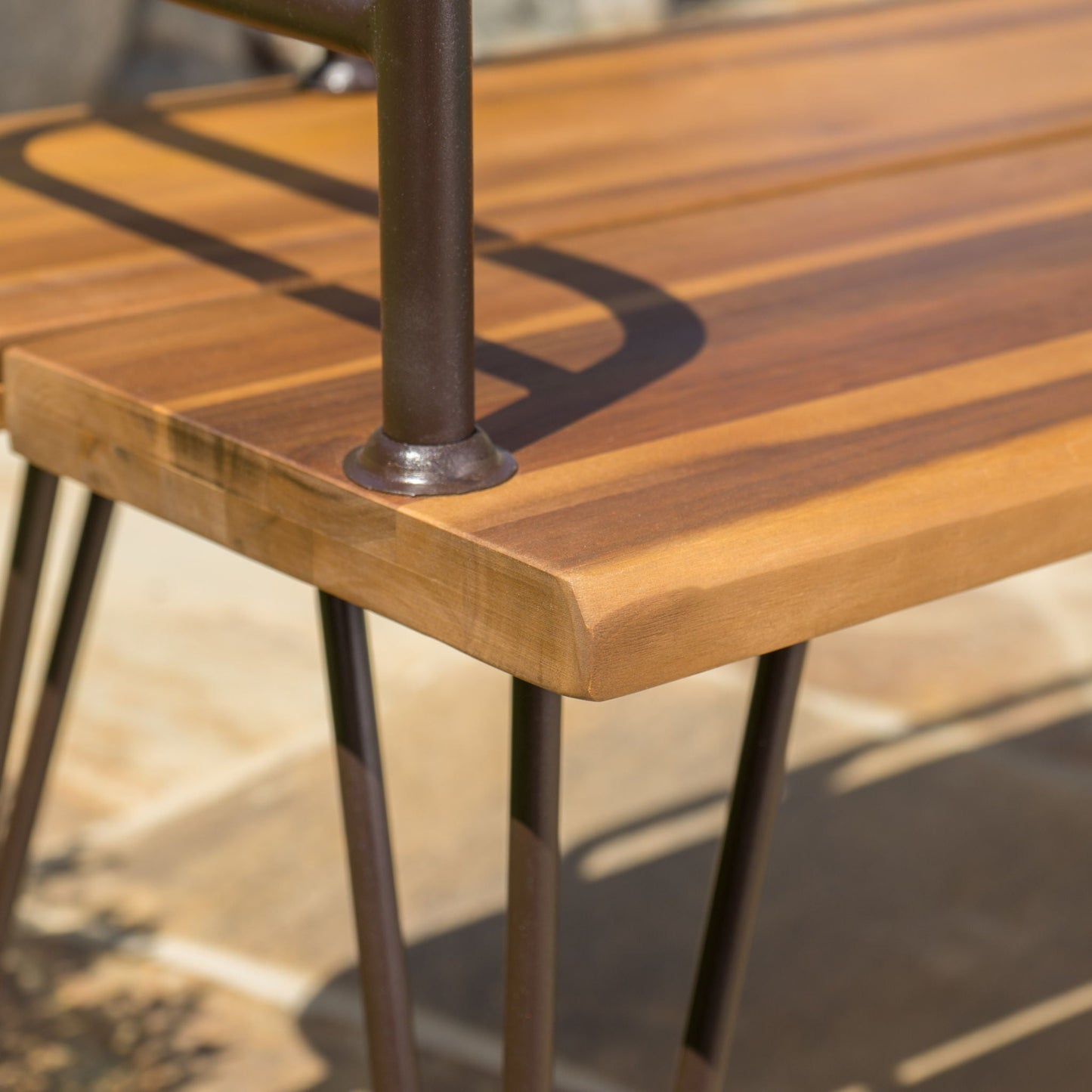 Classic Outdoor Bench with Iron and Teak Frame