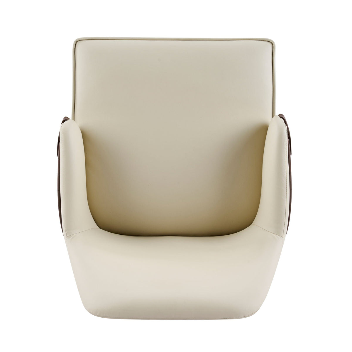 Indoor dining chair set of 2 with ergonomic armrests in beige upholstery and brown accents on Tampa Home & Garden Store