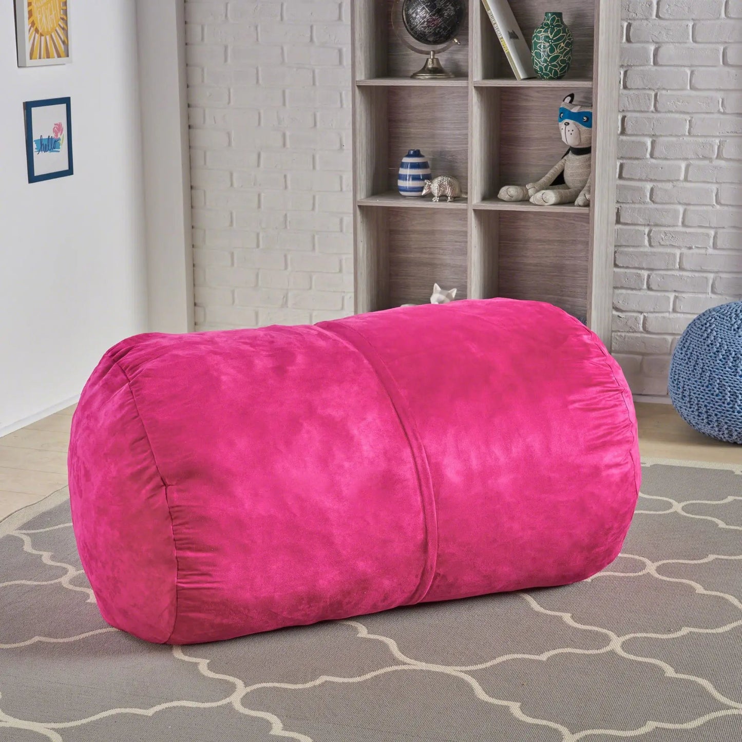 Michael Modern Cylindrical Suede Bean Bag Chair