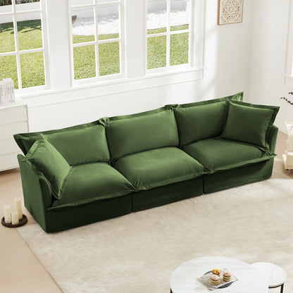 Modern Slipcovered Chenille And Comfortable Sofa