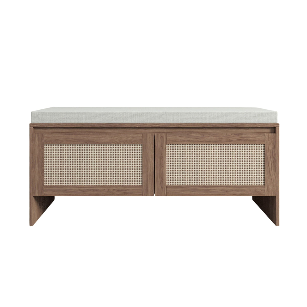 Storage bench with cushion and rattan doors in antique natural wood by HouseOfZazla on Tampa Home & Garden Store
