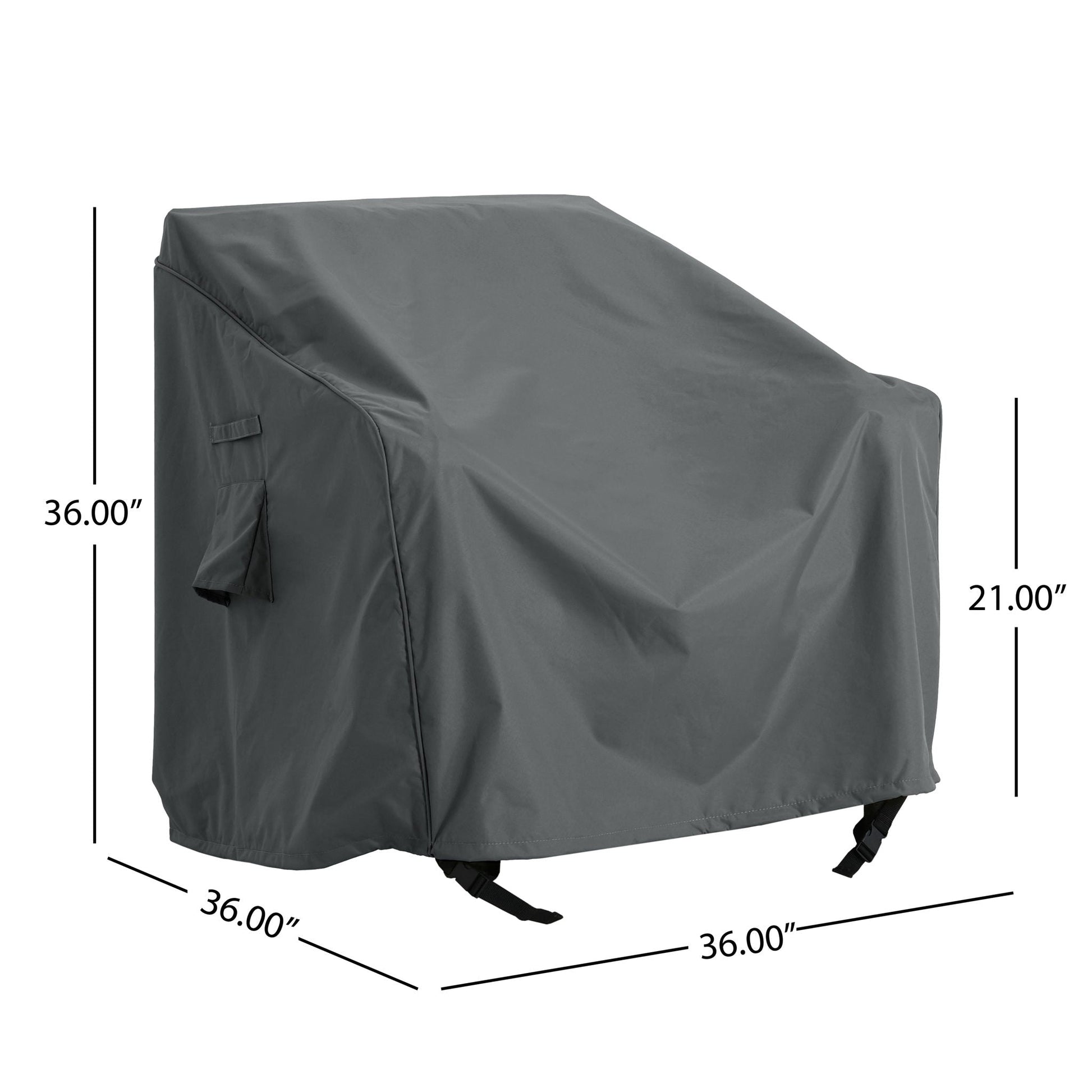Shield Outdoor Patio Club Chair Cover gray fabric with securing straps HouseOfZazla on Tampa Home & Garden Store