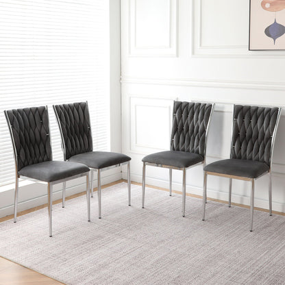 HouseOfZazla modern dining chairs with ergonomic back black fabric upholstery and chrome metal legs set of 5 on Tampa Home & Garden Store