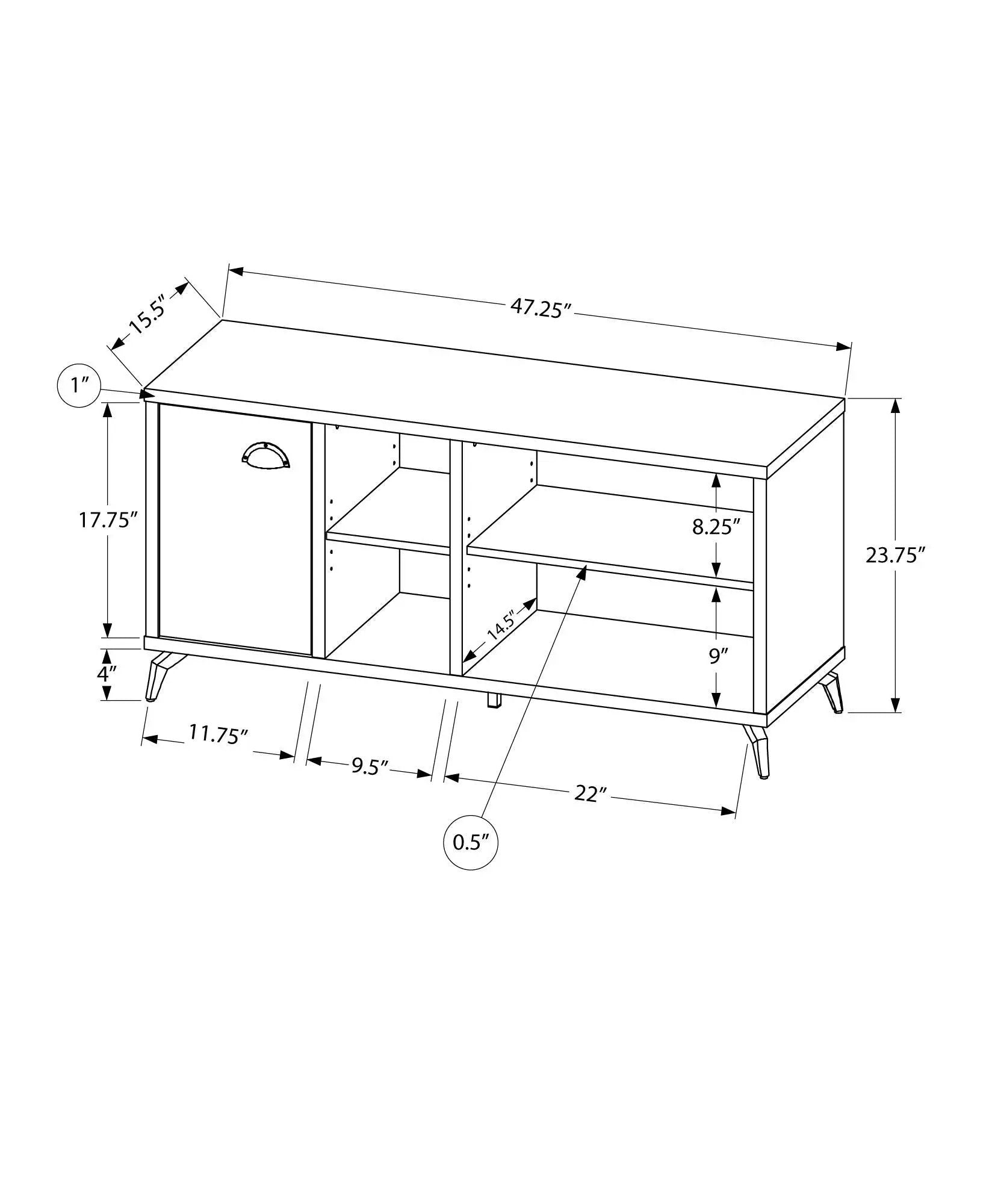 TV Stand by Unique Piece Furniture with open shelves and doors, 47.25W x 23.75H x 15.5D on Tampa Home & Garden Store