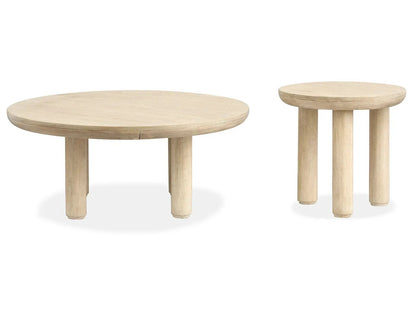 Sunset Cove Nesting Cocktail Tables in natural wood; round tops with chunky legs, set of 2 on Tampa Home & Garden Store