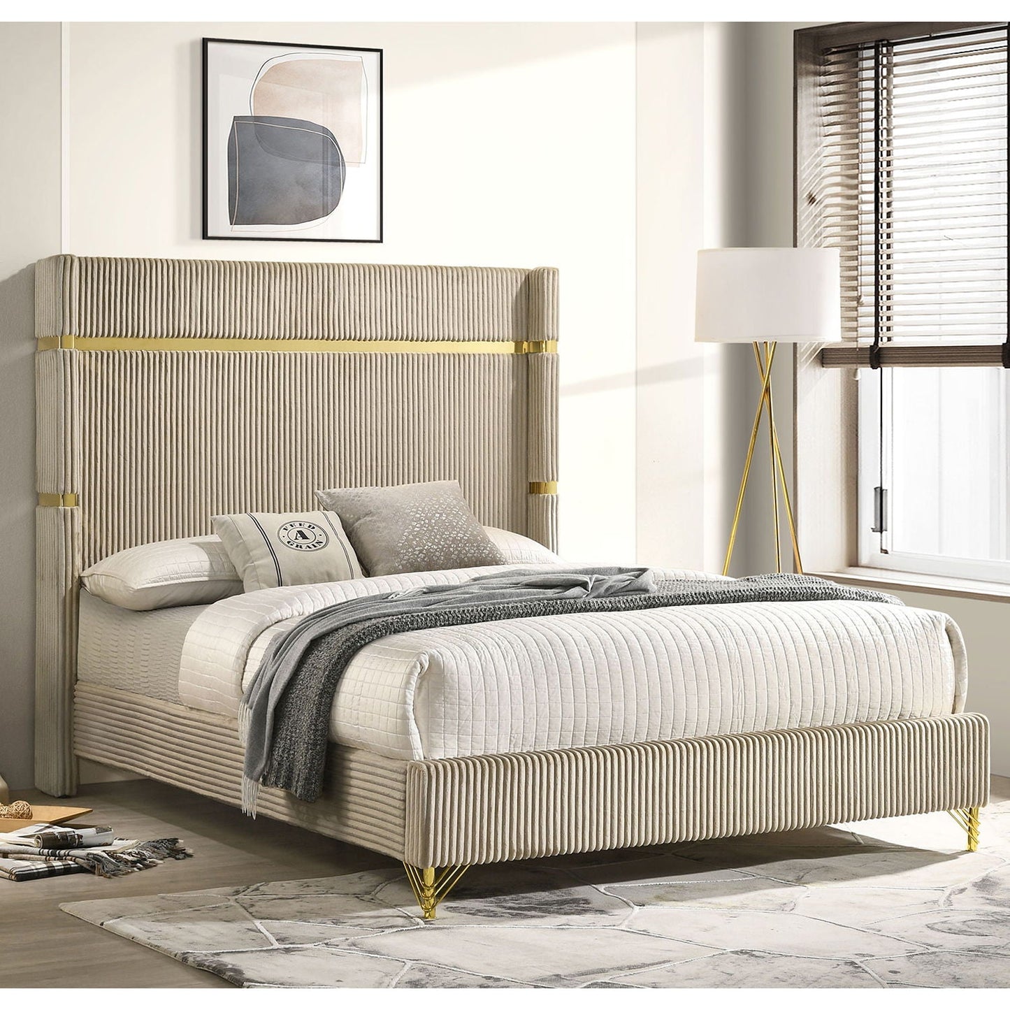 Malcolm Timeless Wingback Upholstered Bed