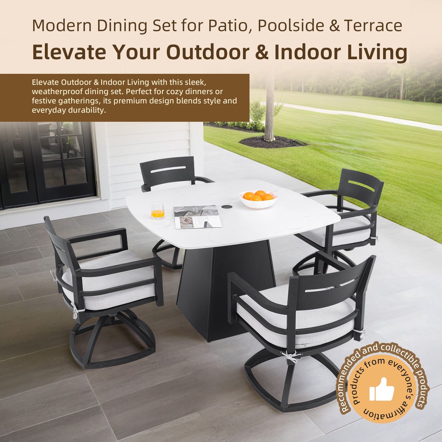 Outdoor Patio and Squircle Dining Table Set