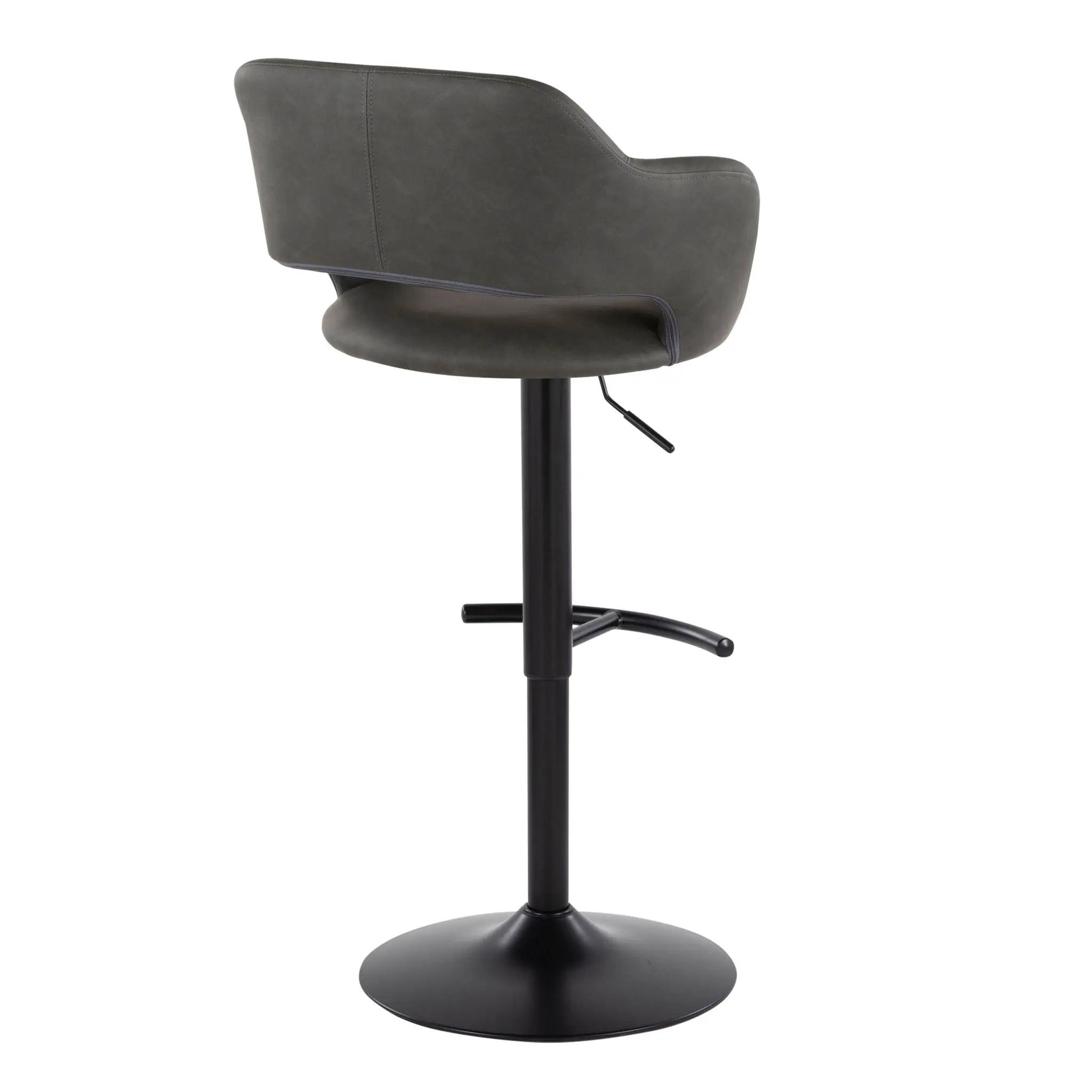 Margarite adjustable swivel barstool with T footrest in gray faux leather and black pedestal on Tampa Home & Garden Store