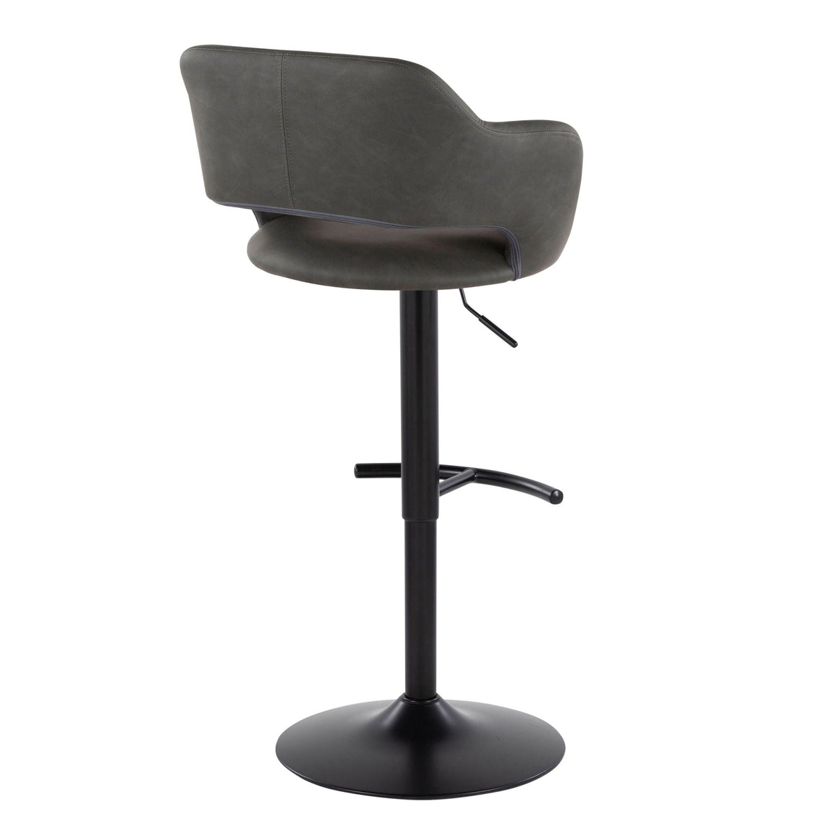 Margarite contemporary adjustable swivel barstool set of 2 in dark gray faux leather on Tampa Home & Garden Store