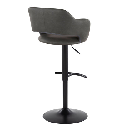 Margarite contemporary adjustable swivel barstool set of 2 in dark gray faux leather on Tampa Home & Garden Store
