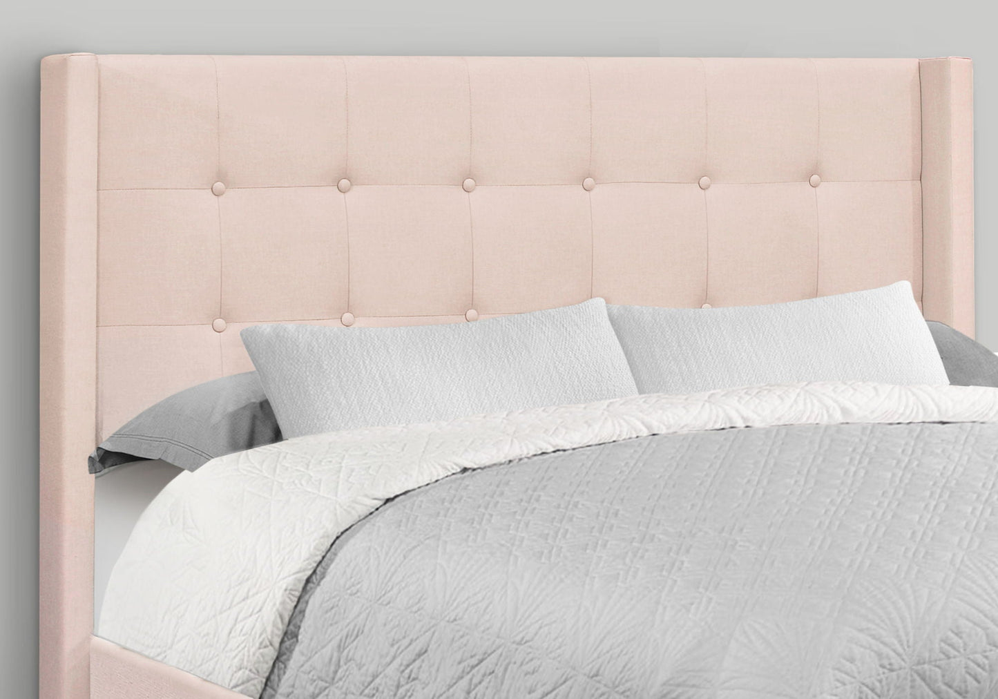 Pink Velvet Queen Platform Bed With Wingback