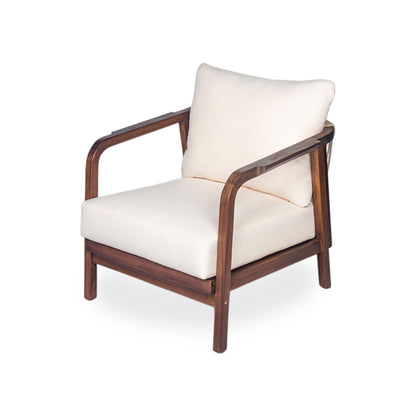 Solid Wood Lounge Chair With Woven Backrest
