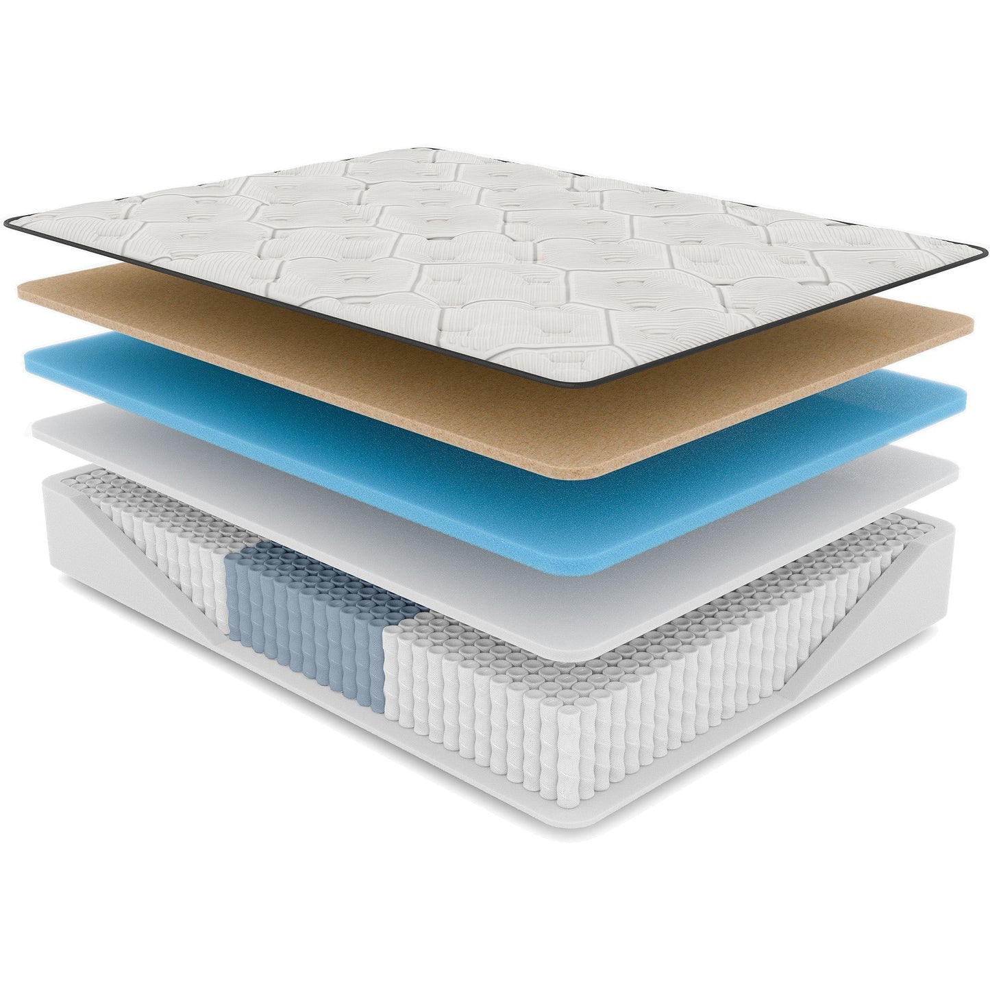 Diamond Cleo Twin XL memory foam hybrid mattress 14in firm exploded layer view by HouseOfZazla on Tampa Home & Garden Store