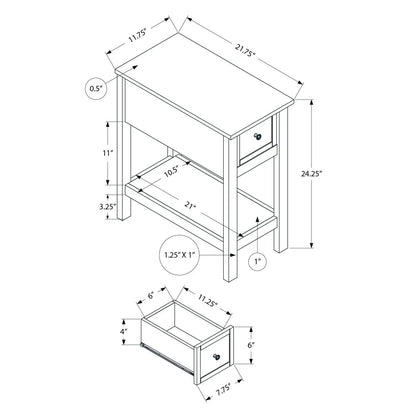 Accent End Table with 2-tier narrow profile and storage drawer; two-piece diagram by Unique Piece Furniture on Tampa Home & Garden Store