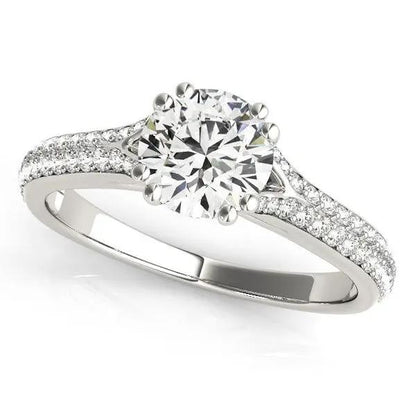14k white gold diamond engagement ring with a round center stone and pavé multirow band on Tampa Home & Garden Store